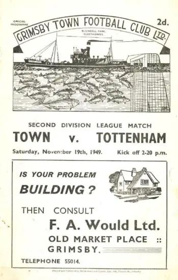 Spurs v Grimsby Town (19 Nov 1949) Programme