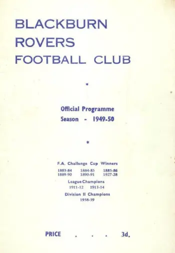 Spurs v Blackburn Rovers (24 Dec 1949) Programme