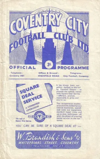 Spurs v Coventry City (04 Mar 1950) Programme