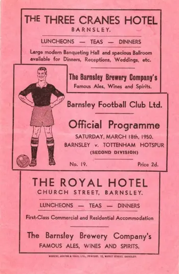 Spurs v Barnsley FC (18 Mar 1950) Programme