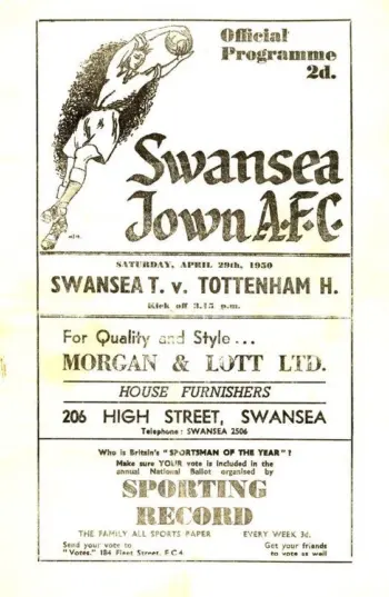 Spurs v Swansea City (29 Apr 1950) Programme