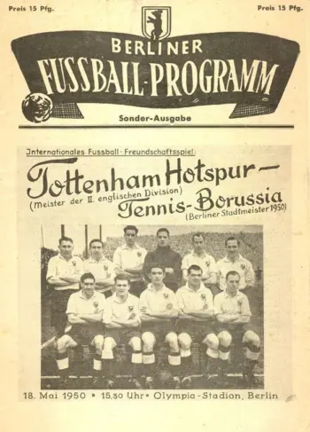 Spurs v Tennis Borussia Berlin (18 May 1950) Programme