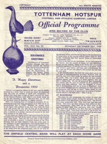 Spurs v Chesterfield FC (26 Dec 1949) Programme