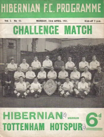 Spurs v Hibernian (23 Apr 1951) Programme