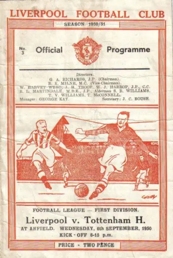 Spurs v Liverpool FC (06 Sep 1950) Programme