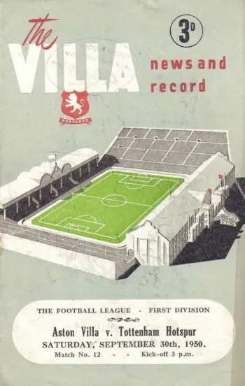 Spurs v Aston Villa (30 Sep 1950) Programme