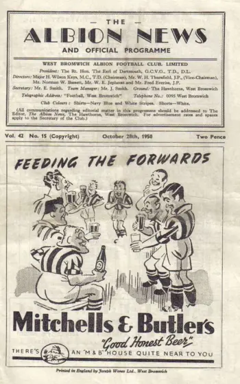 Spurs v West Bromwich Albion (28 Oct 1950) Programme