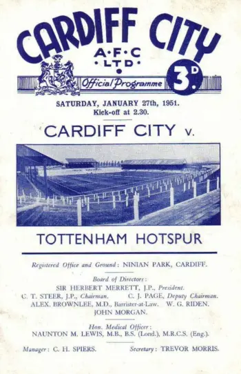 Spurs v Cardiff City (27 Jan 1951) Programme