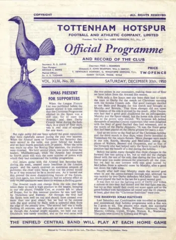Spurs v Charlton Athletic (30 Dec 1950) Programme