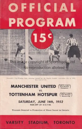 Spurs v Manchester United (14 Jun 1952) Programme