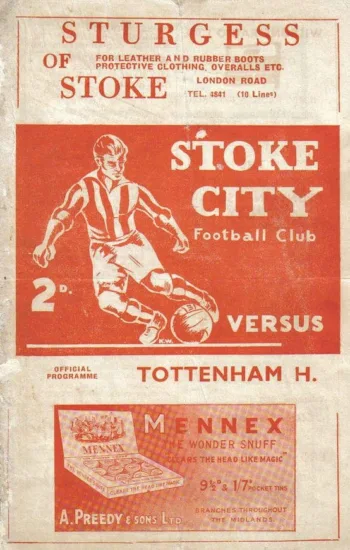 Spurs v Stoke City (15 Sep 1951) Programme