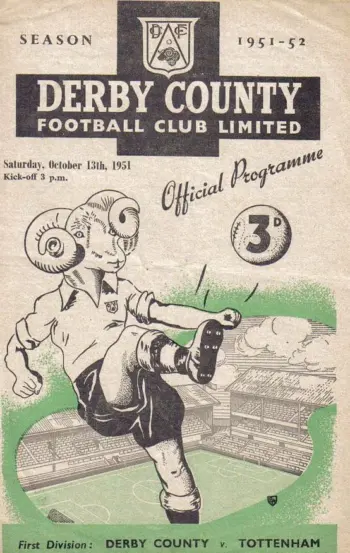 Spurs v Derby County (13 Oct 1951) Programme