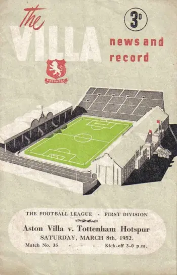 Spurs v Aston Villa (08 Mar 1952) Programme