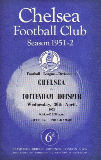 Spurs v Chelsea FC (30 Apr 1952) Programme