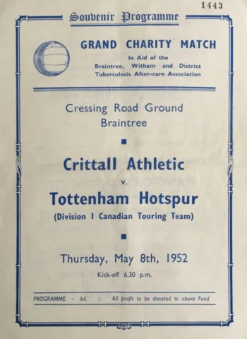 Spurs v Braintree Town (08 May 1952) Programme