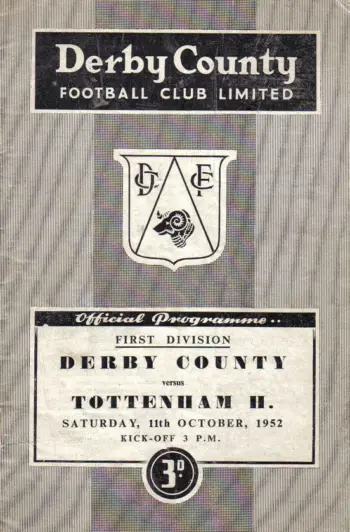 Spurs v Derby County (11 Oct 1952) Programme