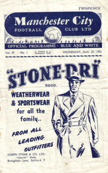Spurs v Manchester City (27 Aug 1952) Programme