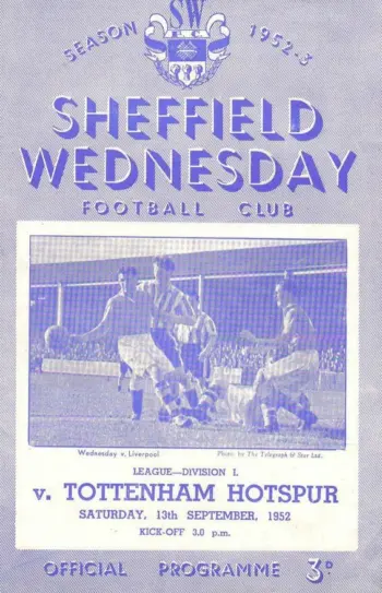 Spurs v Sheffield Wednesday (13 Sep 1952) Programme