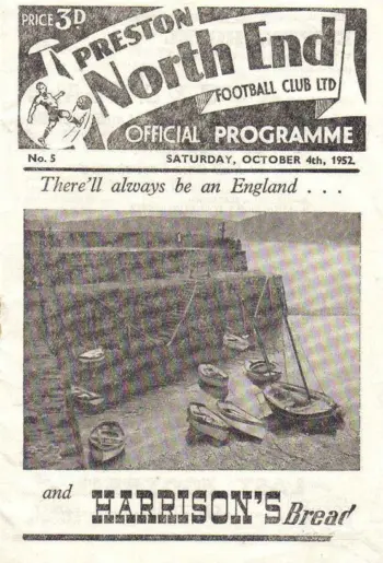 Spurs v Preston North End (04 Oct 1952) Programme