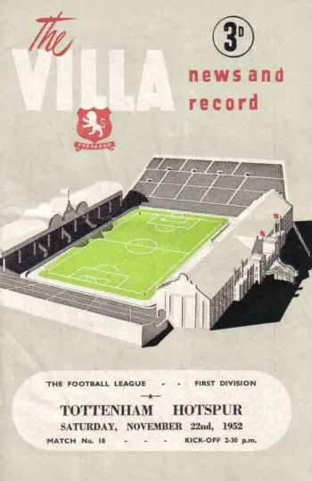 Spurs v Aston Villa (22 Nov 1952) Programme