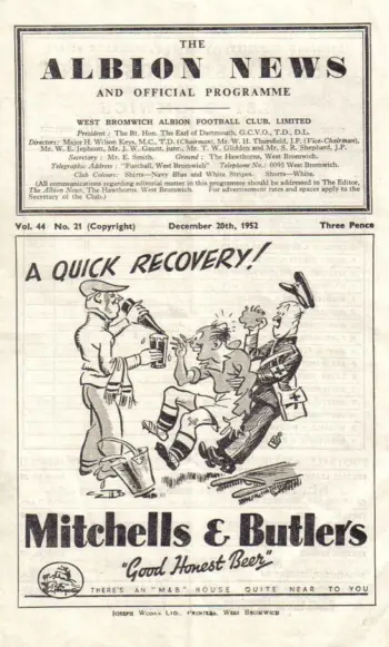 Spurs v West Bromwich Albion (20 Dec 1952) Programme
