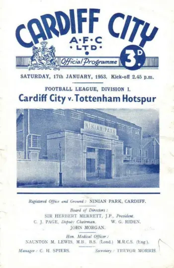 Spurs v Cardiff City (17 Jan 1953) Programme