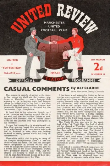 Spurs v Manchester United (25 Mar 1953) Programme