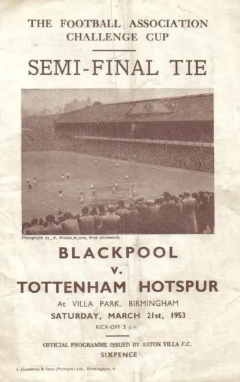 Spurs v Blackpool FC (21 Mar 1953) Programme