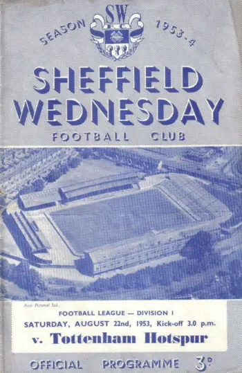 Spurs v Sheffield Wednesday (22 Aug 1953) Programme