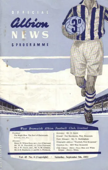 Spurs v West Bromwich Albion (05 Sep 1953) Programme