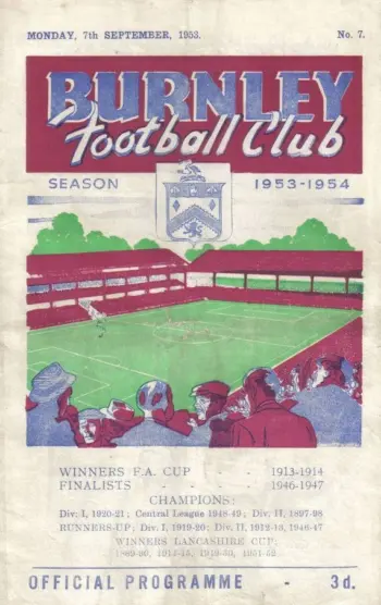 Spurs v Burnley FC (07 Sep 1953) Programme
