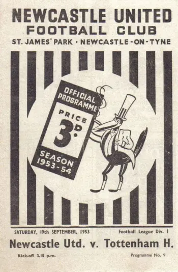 Spurs v Newcastle United (19 Sep 1953) Programme