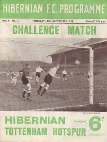 Spurs v Hibernian (21 Sep 1953) Programme