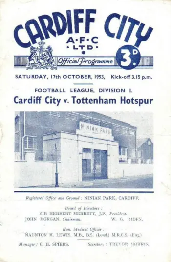 Spurs v Cardiff City (17 Oct 1953) Programme
