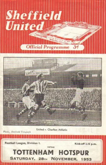 Spurs v Sheffield United (28 Nov 1953) Programme