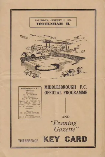 Spurs v Middlesbrough FC (02 Jan 1954) Programme