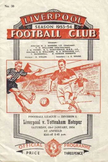 Spurs v Liverpool FC (23 Jan 1954) Programme