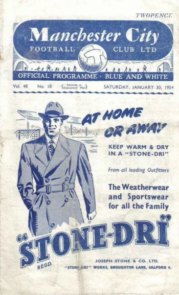 Spurs v Manchester City (30 Jan 1954) Programme
