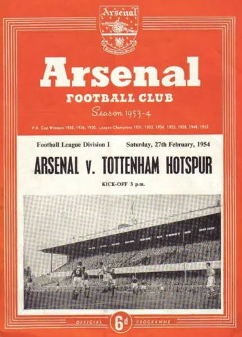 Spurs v Arsenal FC (27 Feb 1954) Programme