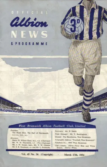 Spurs v West Bromwich Albion (13 Mar 1954) Programme