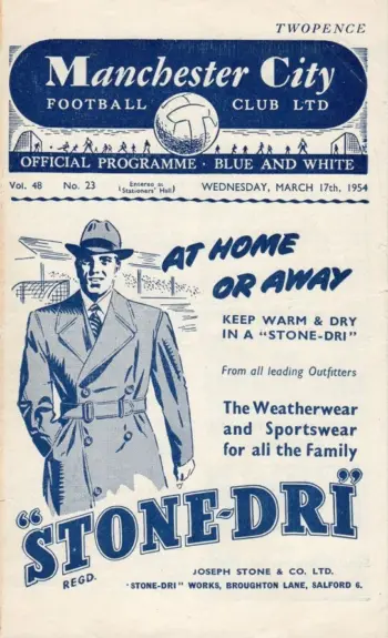 Spurs v Manchester City (17 Mar 1954) Programme