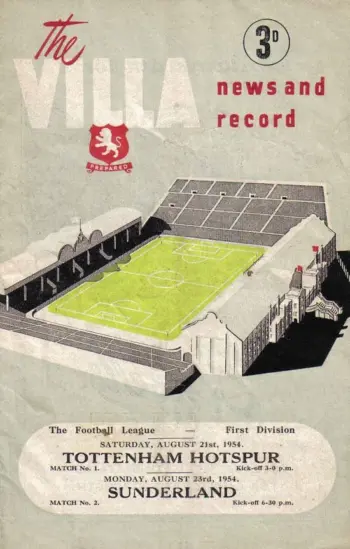 Spurs v Aston Villa (21 Aug 1954) Programme