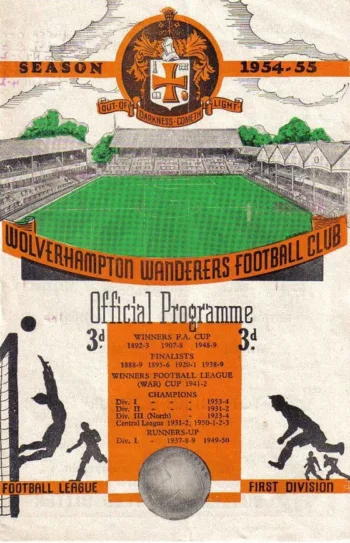 Spurs v Wolverhampton Wanderers (30 Aug 1954) Programme