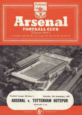 Spurs v Arsenal FC (04 Sep 1954) Programme
