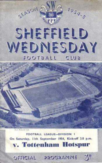 Spurs v Sheffield Wednesday (11 Sep 1954) Programme