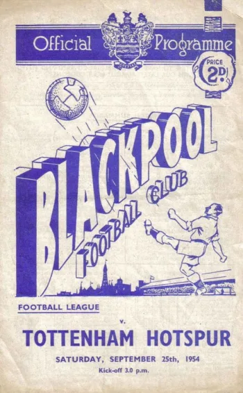 Spurs v Blackpool FC (25 Sep 1954) Programme