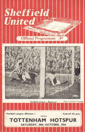 Spurs v Sheffield United (30 Oct 1954) Programme