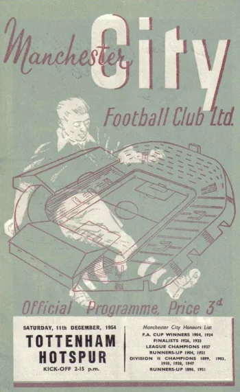 Spurs v Manchester City (11 Dec 1954) Programme