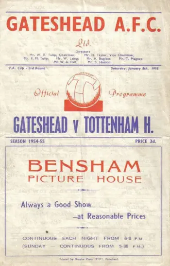 Spurs v Gateshead FC (08 Jan 1955) Programme