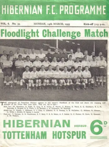 Spurs v Hibernian (14 Mar 1955) Programme
